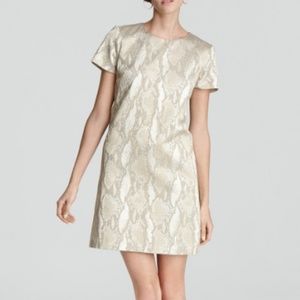 Fast Metal Snake Print Metallic Short Sleeve Dress
